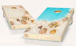 Sailboat Beach Shells Cornhole Board Vinyl Wrap Laminated Sticker Set Decal - £42.45 GBP