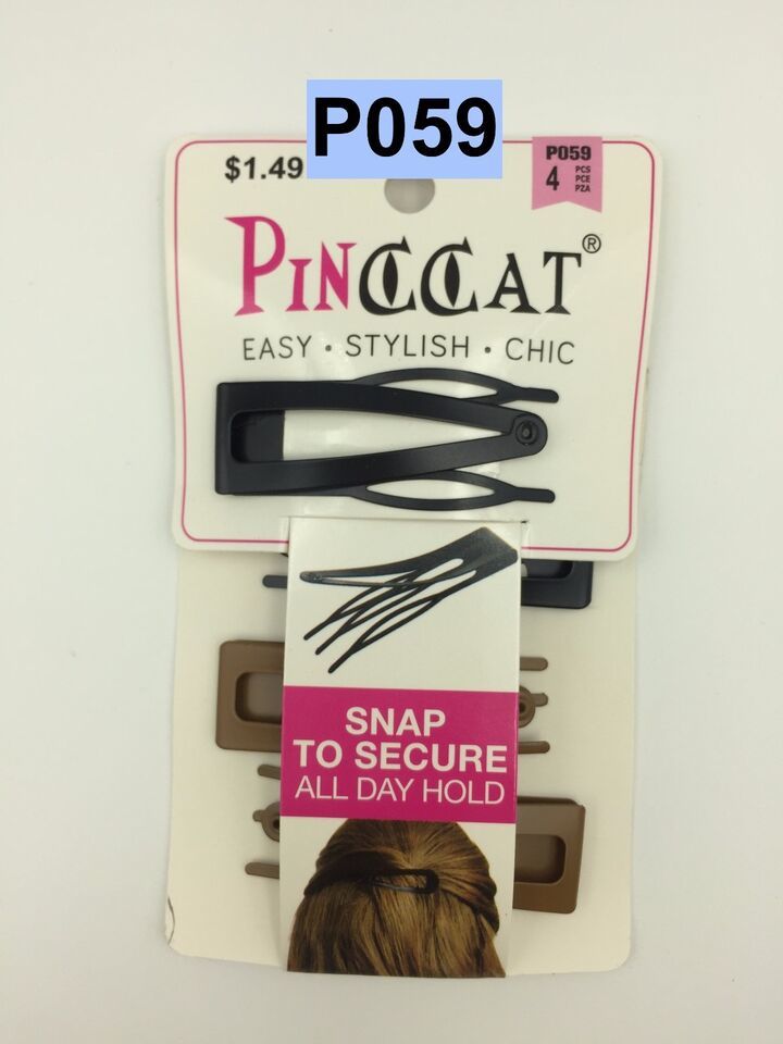PINCCAT 4 COUNT HAIR SNAP CLIPS WITH COMB FOR ALL DAY HOLD # P 059 - $1.45