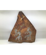 Handmade Stone Slate Wall Art Petroglyph Kokopelli Southwestern Deco Dou... - $456.57 MXN