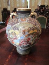 JAPANESE MORIAGE LARGE AMPHORA/CANTEEN VASE HOLE ON BASE to be a lamp [a5L] - $118.80