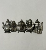 Teapot key holder silver pewter color 8” Long 2 3/4 Tall vintage - $19.50