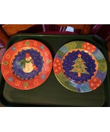 2 Sue Pipkin Christmas Plates Sango Popurri Christmas Pine &amp; Frosty Magic - $14.99