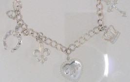 Sterling Silver Fleur de Lis Horseshoe Charm Bracelet NWT New - £26.80 GBP