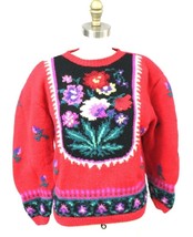 HEIRLOOMS Hand Knit Womens Sz L/XL  COLORFUL Sweater Vtg 1990s Cottage C... - $87.12