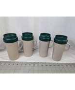 Rubbermaid Travel Cup 1 Pint Tan Green Lid Plastic Vintage Lot of 4 - £23.93 GBP