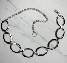 Chunky Open Hoop Silver Tone Metal Chain Link Belt OS One Size - £15.73 GBP