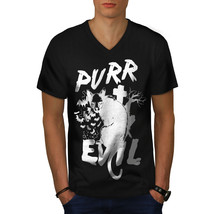 Evil Cat Pure Scary Cat Shirt Scary Kitten Men V-Neck T-shirt - £10.44 GBP