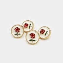 12mm Metal Shank Buttons, Red Rose Buttons, Clothing Buttons - 6 Pieces - £6.00 GBP