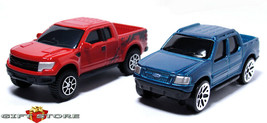 LOT OF 2 AMERICAN FORD TRUCK F150 + EXPLORER SPORT TRAC RED &amp; BLUISH GRE... - $28.98