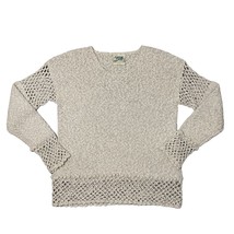 Vintage Carraig Donn Aran Hand Knit Cotton Blend Sweater Cream Ireland M... - £50.60 GBP
