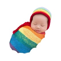 Newborn Baby Photo Props Boy Girls Blanket Backdrop Rainbow Wrap Cloth Photo Sho - £25.08 GBP
