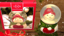Lenox American By Design Friendly Faces Snowman Snow Globe w/original pa... - $18.80