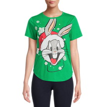 Bugs Bunny Women&#39;s Christmas Graphic Short Sleeves T-Shirt Yellow Sz M - £16.14 GBP