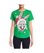 Bugs Bunny Women&#39;s Christmas Graphic Short Sleeves T-Shirt Yellow Sz M - $20.43