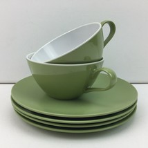 Vintage Texas Dallas Ware Green G-4 Plates and Cups Melmac Set 6 - £31.55 GBP