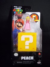 Nintendo Super Mario Bros Movie 1&quot; Peach figure &amp; question cube scene NEW - £14.34 GBP