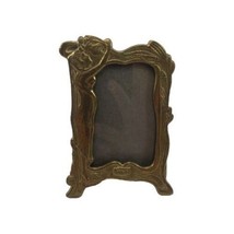 Italian Ornate Art Deco Small Brass Picture Frame Glass Stylized Lady Re... - £19.07 GBP