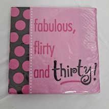 30th Birthday Party Napkins Fabulous Flirty And Thirty Pink Black 16 Count - £7.09 GBP
