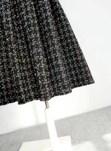 Women Black Tweed Midi Skirt Winter Holiday Outfit  A-line Midi Pleated Skirt  image 4