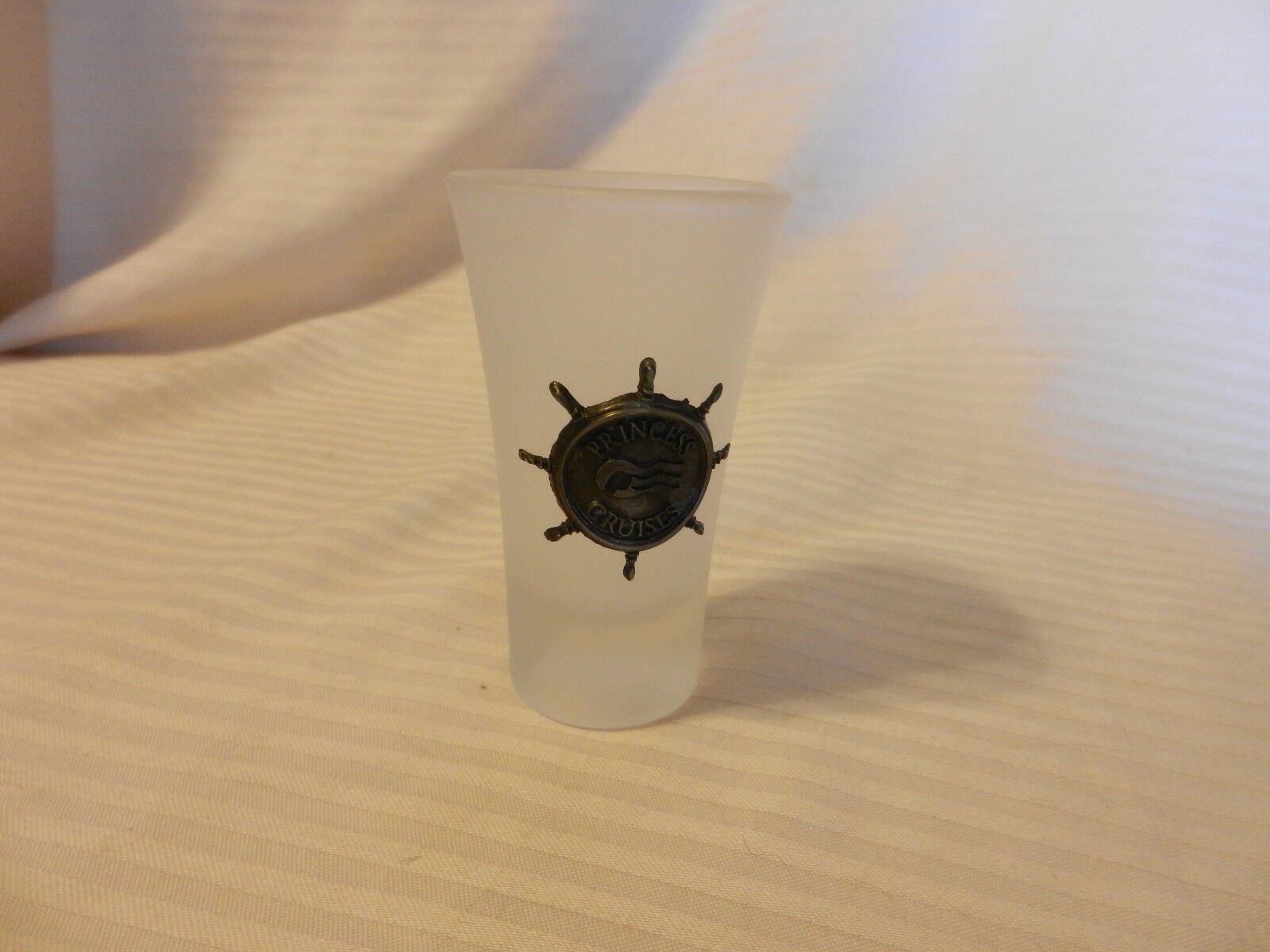 Primary image for Princess Cruises Cruise Line Raised Metal Logo Frosted Shooter Glass 3.5" Tall 