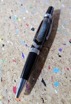 Glittery Silver and Grey Swirled Resin with Rustic Orange Chevrons &quot;Gisi... - $44.99
