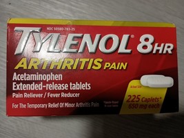 Tylenol 8HR Arthritis Pain Acetaminophen Extended-Release 225 Caplets 650mg - £17.93 GBP