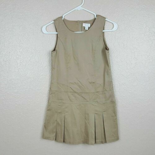 The Children's Place Girls Uniform Sleeveless Dress Size 10 Stretch Beige TN20 - $8.41