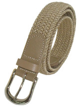 501 - 1.25&quot; Wide Beige Nylon Braided Stretch Belt In Sizes To Fit Most - £7.99 GBP+