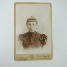 Cabinet Card Photograph Woman Portrait Headshot Beem Greenville Ohio Antique - £7.90 GBP