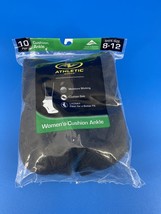 Athletic Works Women&#39;s 10-Pack Cushion Ankle Socks Black Size 8-12 New - $8.56