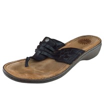 UGG Flip Flop Sandals Black Wedge Heel Leather Men Size 9 Medium  - £22.26 GBP