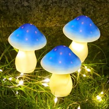 Solar Garden Lights, 3 Pack Mini Mushroom Solar Lights with 18 LEDs - £23.18 GBP