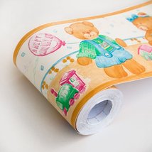 Balloon Teddy - Self-Adhesive Wallpaper Borders Home Decor(Roll) - £13.18 GBP