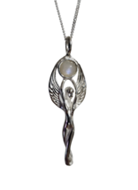 Winged Goddess Necklace Moonstone Angel Pendant Sterling Silver Chain Boxed Uk - £24.31 GBP