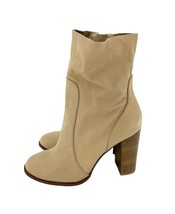 Chinese Laundry Boots Cool Kid Beige Leather Raw Edge Block Heel SZ 7.5 New SH26 - $79.20