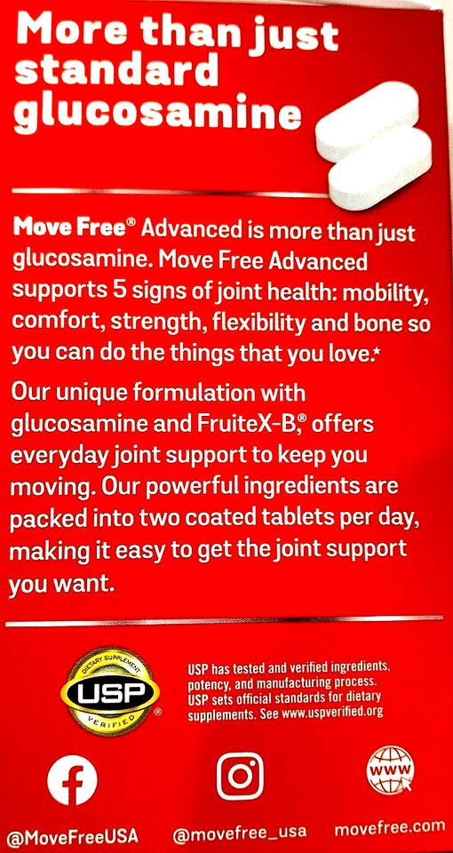Schiff Move Free Advanced Glucosamine & FruiteX-B 200 Tablets EXP 11/2026 Item image 4