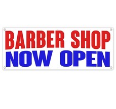 BARBERSHOP NOW OPEN CLEARANCE BANNER Advertising Vinyl  Flag Sign INV - £17.26 GBP