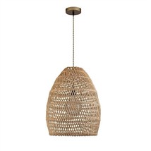 ELE Light &amp; Decor Bamboo and Rattan Veremund Light Bell Pendant Light in Tan - £116.72 GBP