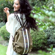Bohemia Ethnic Floral Canvas Backpa Embroidery Travel Anti-theft Woman Backpack  - £43.35 GBP