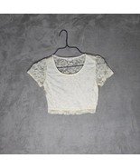 Ambiance Apparel Lace Crop Top Medium Womens Short Sleeve Floral Design - £9.33 GBP