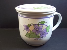 Mug with infuser insert &amp; lid VIOLETS Papel  10 oz - £7.17 GBP