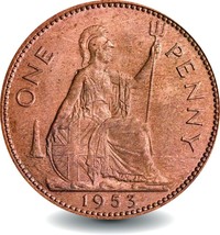 First Queen Elizabeth Penny Coin 1953 - £31.64 GBP