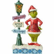 Enesco Dr. Seuss Jim Shore Grinch Santa Standing by Street Lamp Lit Figu... - £112.83 GBP