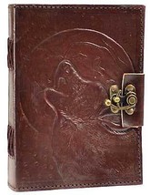 Wolf Moon Leather Blank Book W/ Latch - £40.60 GBP