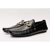 The Pisa Black Leather Bit Drive Loafer Men Shoe image 2