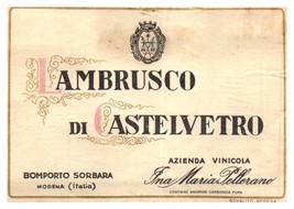 Lambrusco Di Castelvetro Bomporto Sorbara Italiano Bottiglia di Vino Eti... - £27.77 GBP