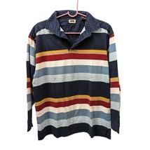 Vintage Blue Red Yellow Striped Long Sleeve Rugby Polo Shirt 100% Cotton... - $39.99