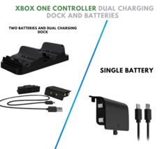 XBOX ONE Charging Dock Controller Charger w/ 2 Rechargeable Battery - £6.53 GBP+