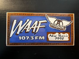 WAAF 107.3 FM New Year&#39;s 1998 AEROSMITH Promo 3.5 x 7 Sticker Cider Jack - £19.98 GBP