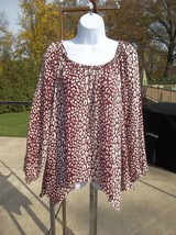 Nwt Michael Kors Burgendy&amp;White Animal Print Blouse M - $39.99